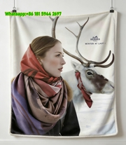 Hermès Paris Winter At Last Reindeer Scarf Flannel Throw Blanket IMG_5158